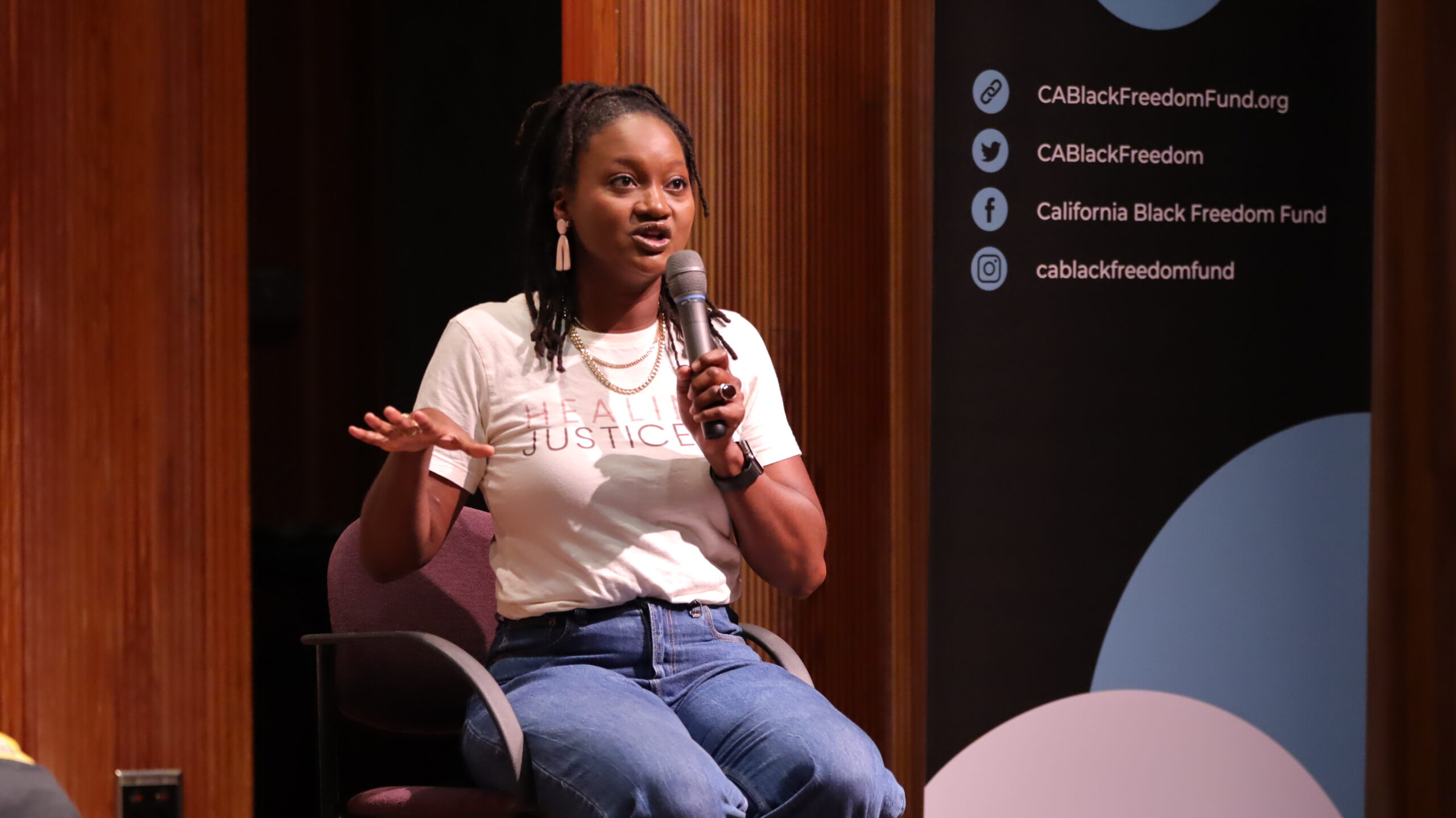 Woman speaking at State of Black California Santa Barbara