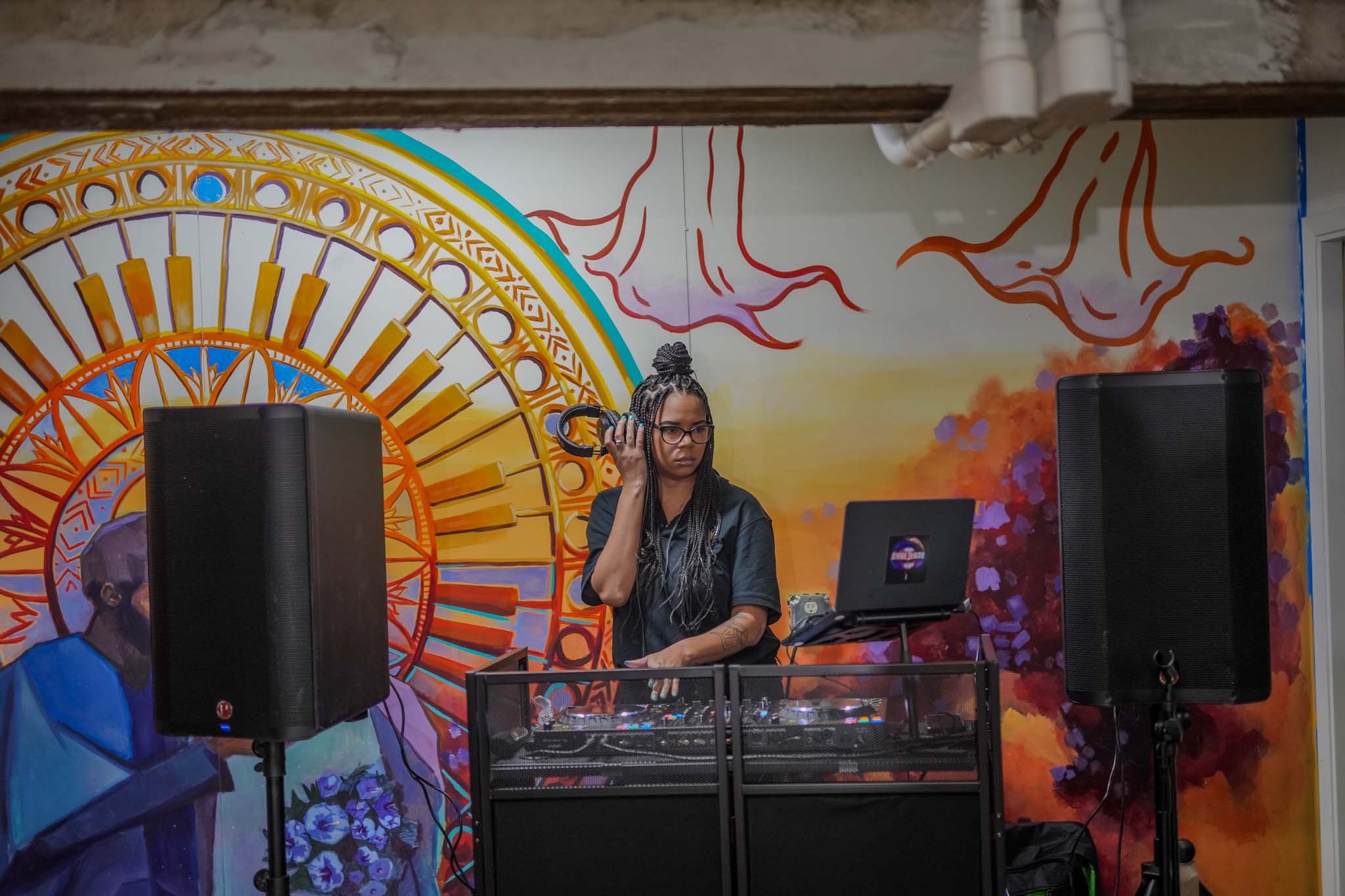 DJ at Fresno Black Pow(Her) Building Event