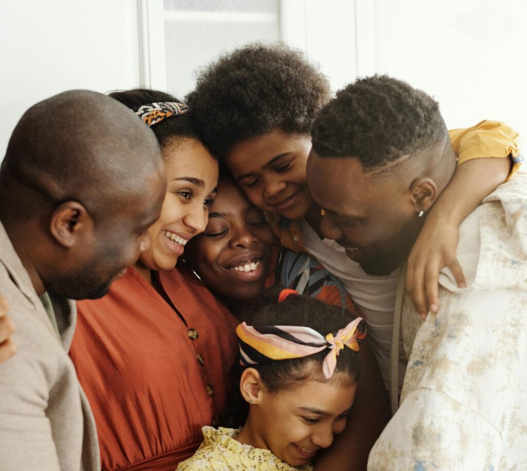 black family hugging each other