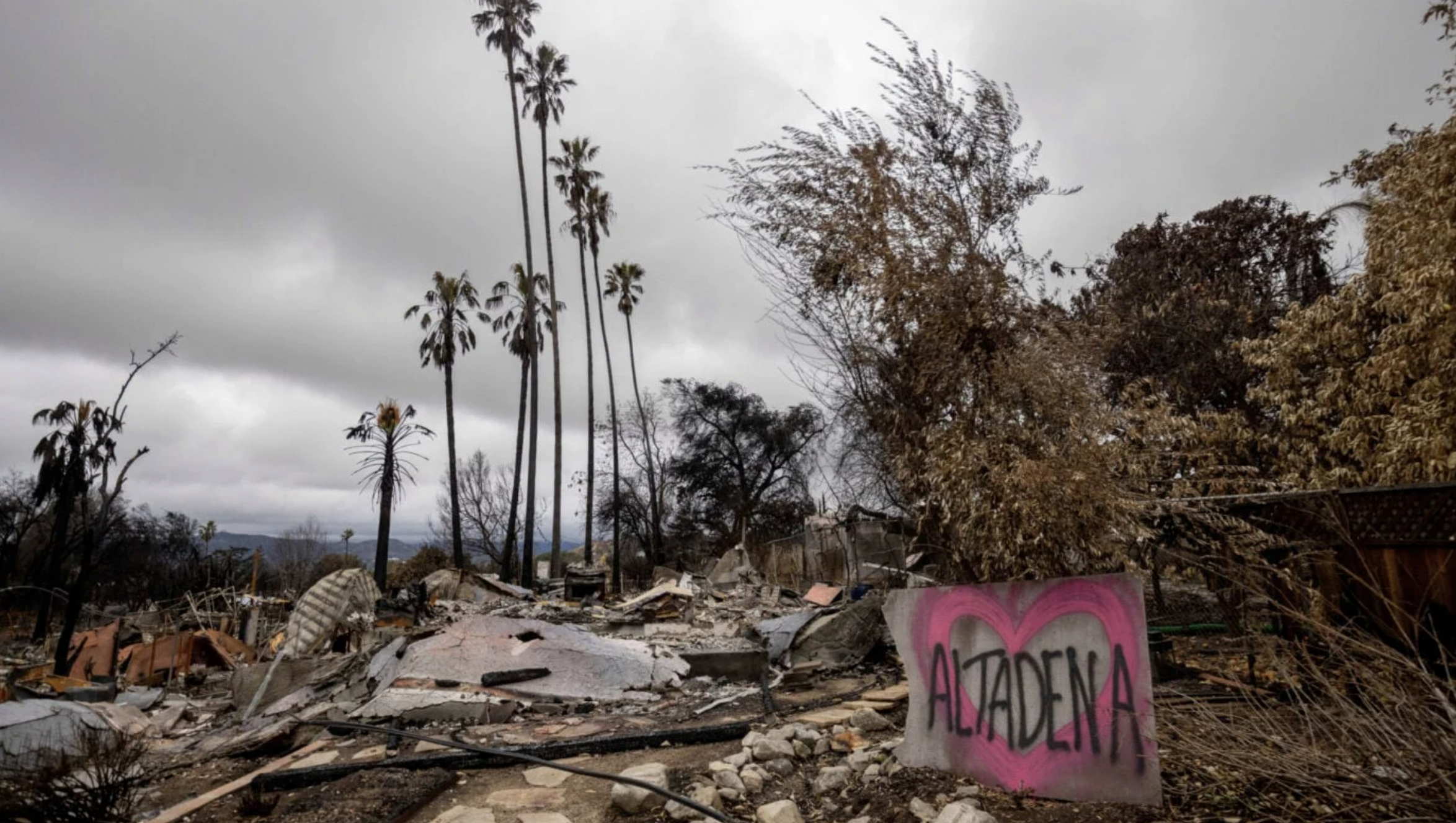 A property burned by the Eaton Fire is seen Thursday, Feb. 6, 2025, in Altadena, Calif. (AP Photo/Ethan Swope, File)